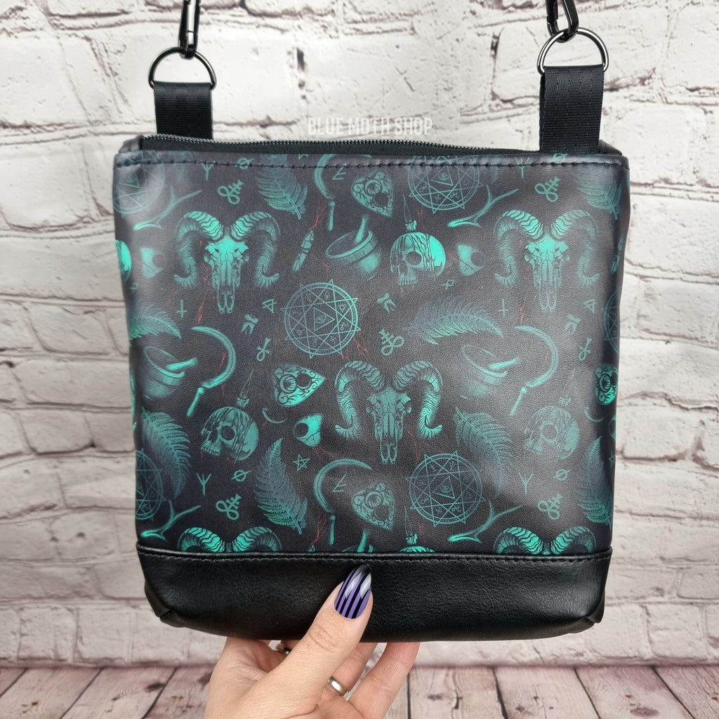 Green Occult Skull medium crossbody bag