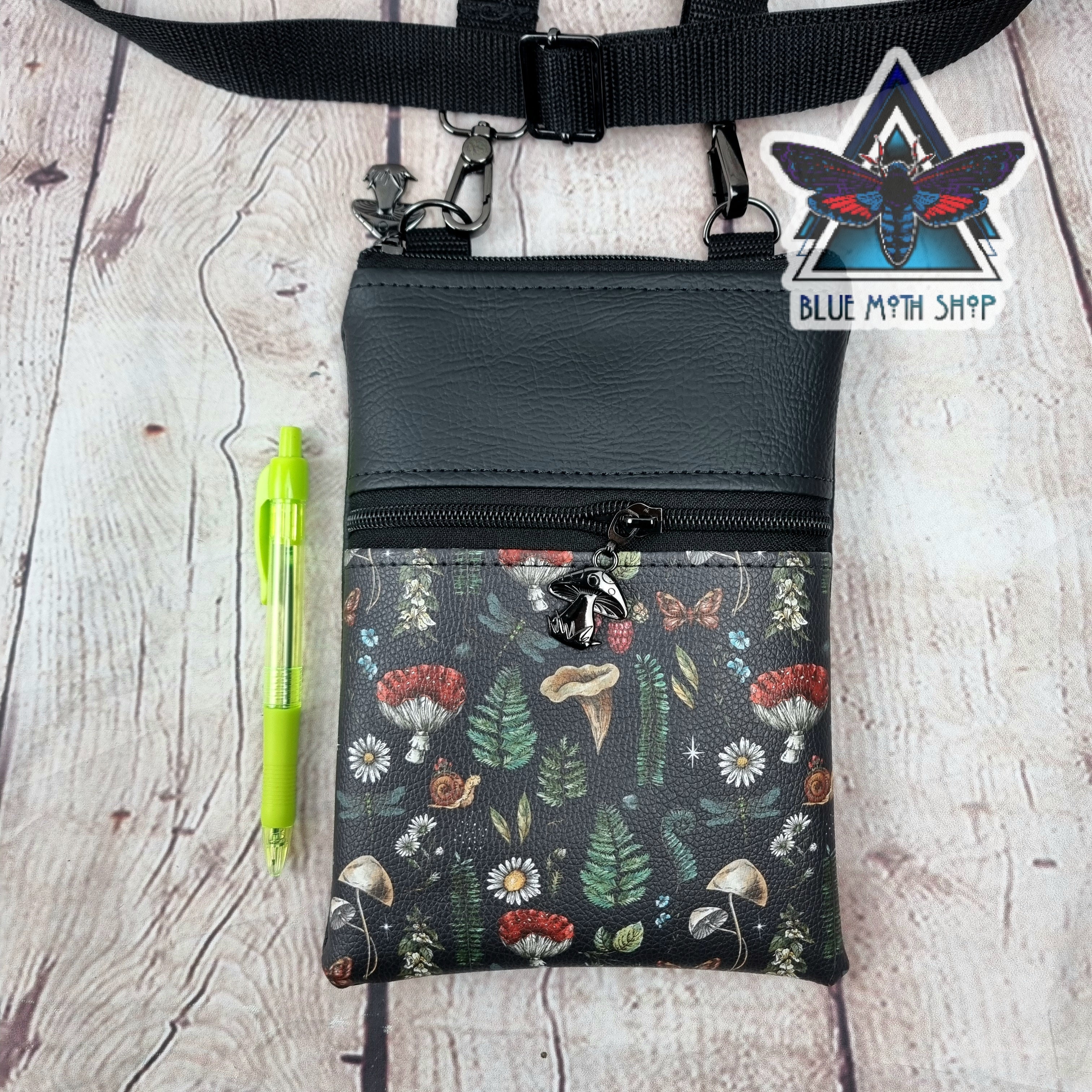 Autumn Mushrooms Faux Leather Crossbody Phone Bag