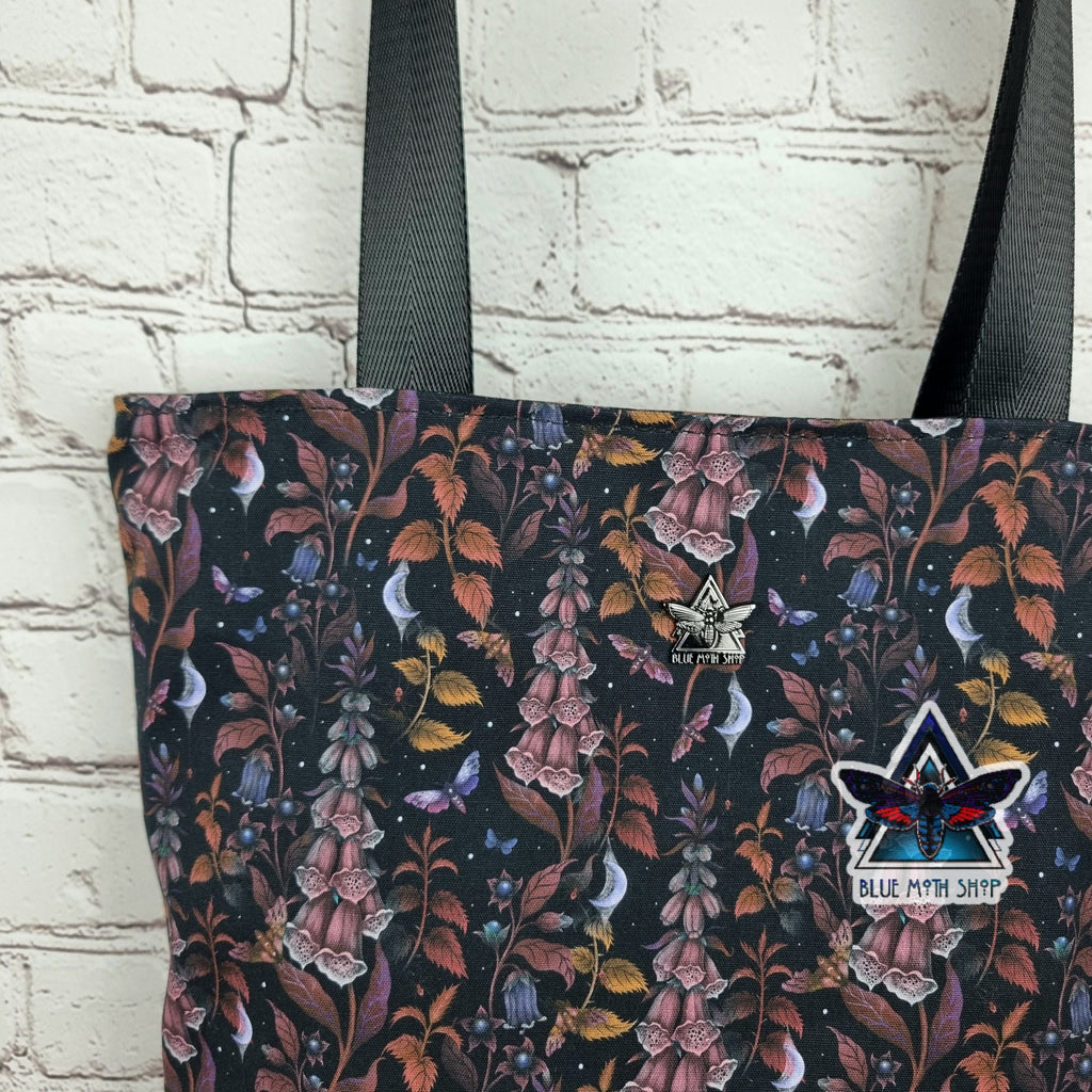 Foxglove Flower Nature Tote Bag with Zip