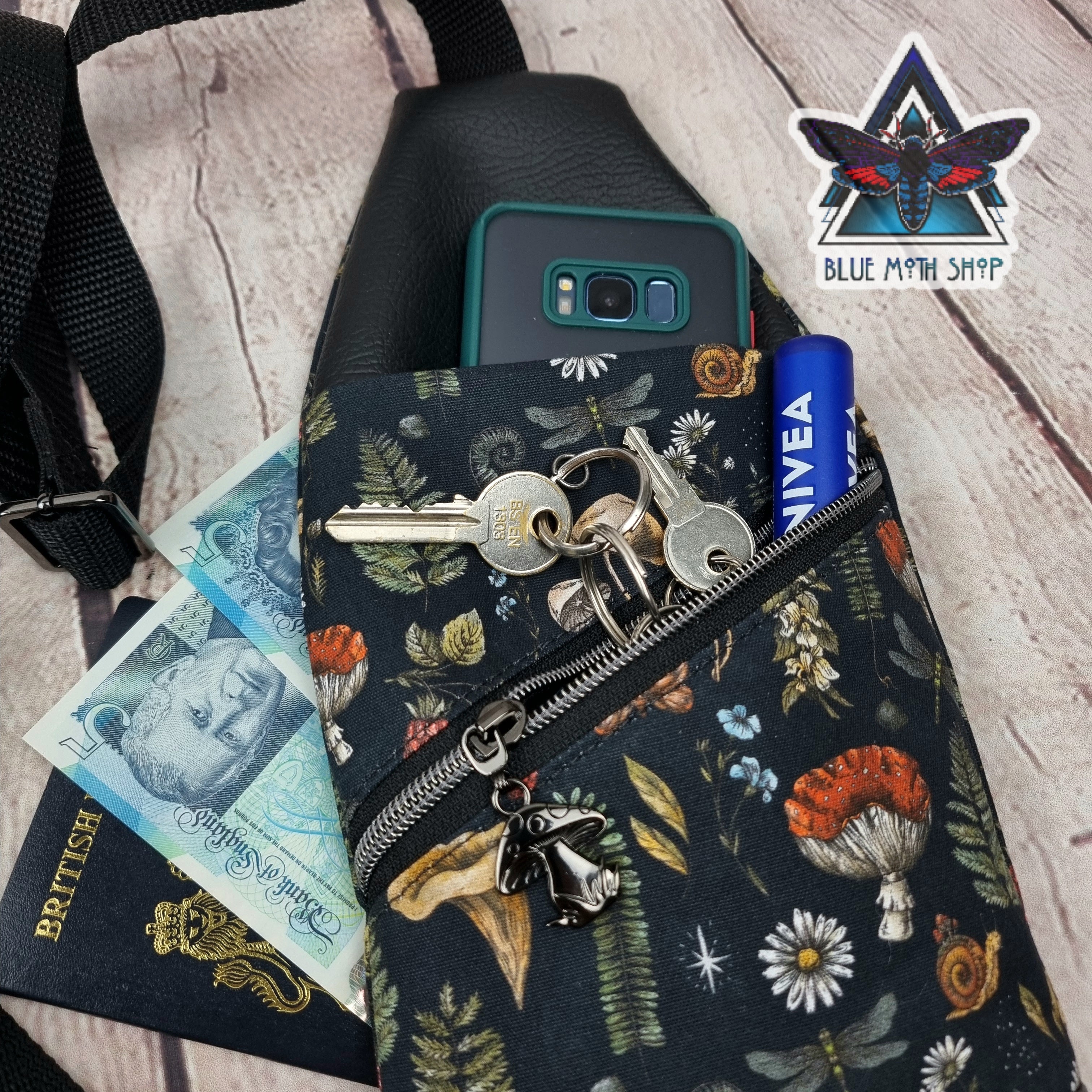 Autumn Mushrooms Mini Travel Sling Bag