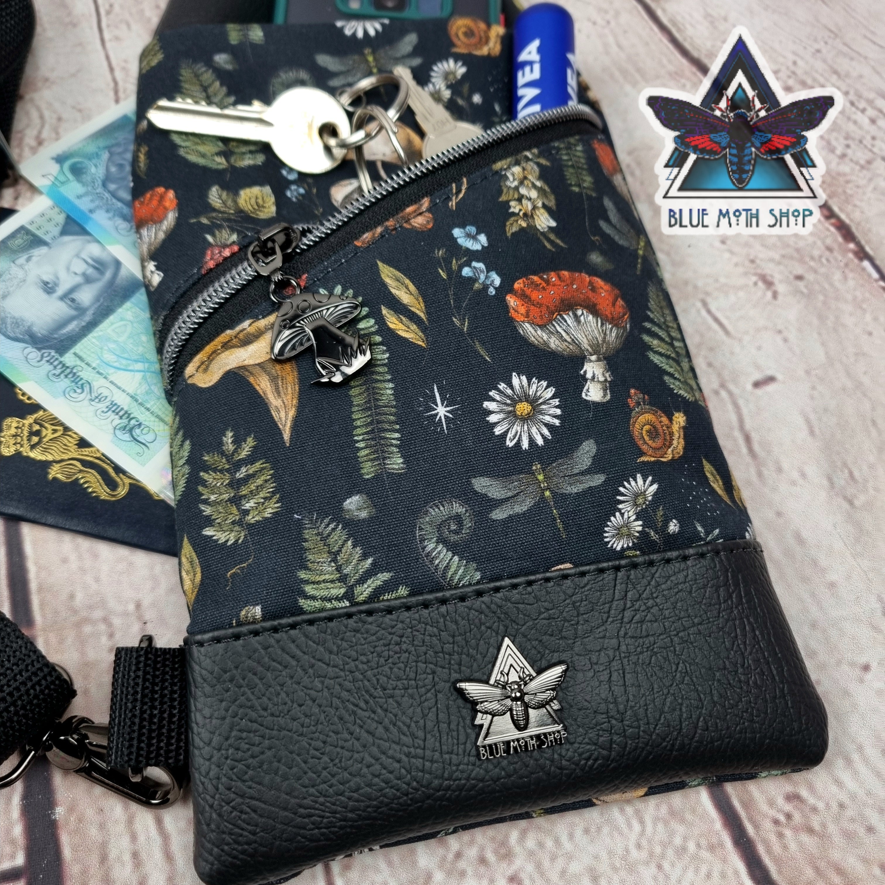 Autumn Mushrooms Mini Travel Sling Bag