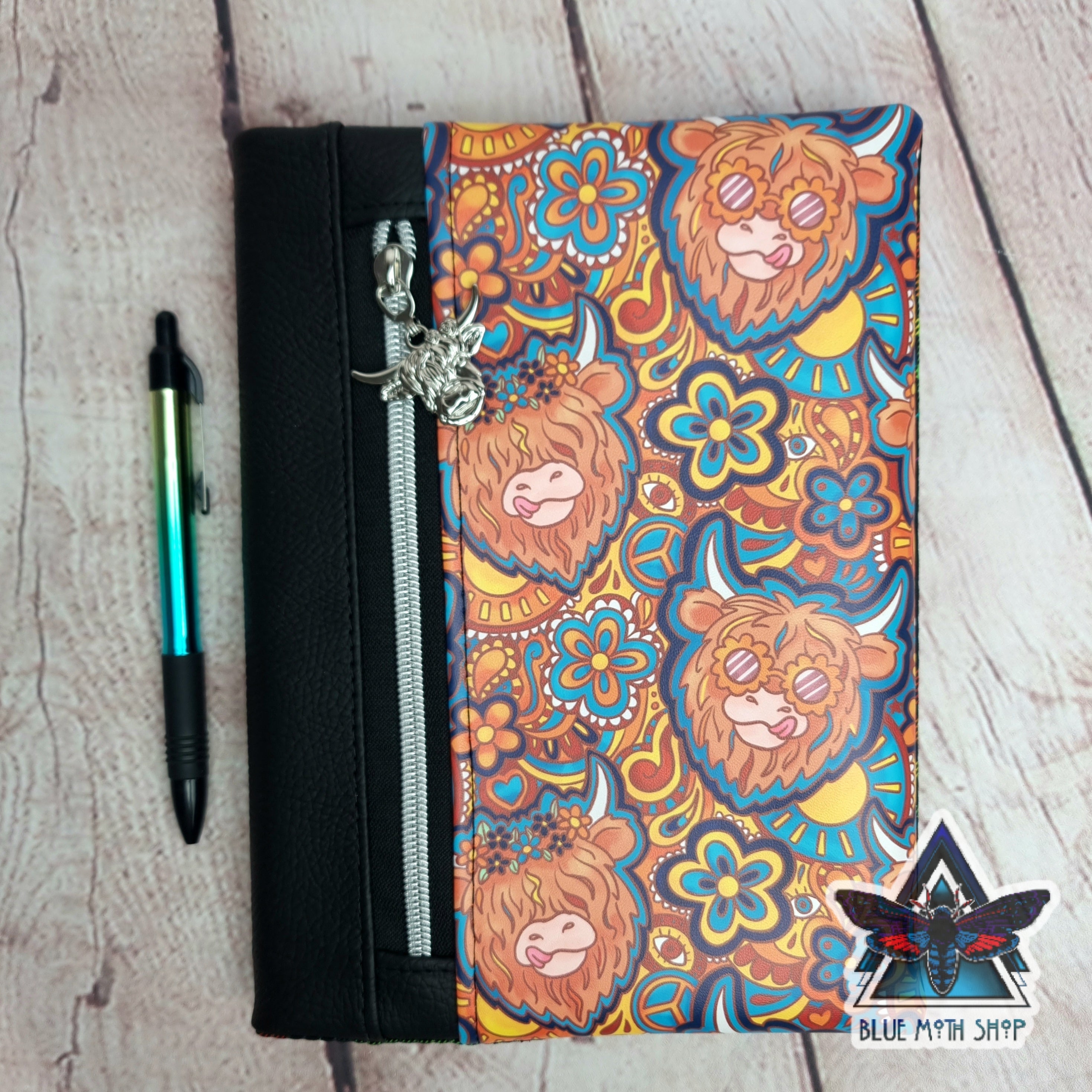 Groovy Highland Cow Notebook with removable cover A5