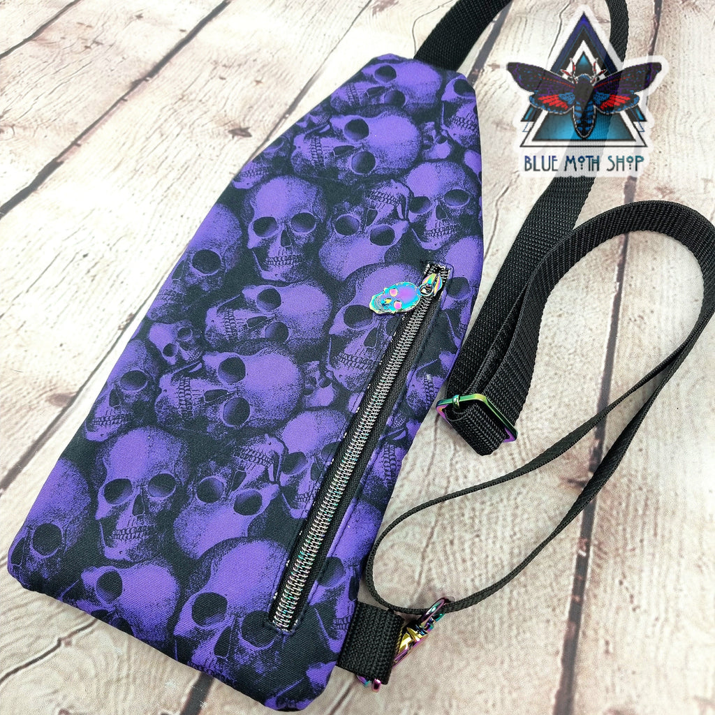 Purple Skulls Mini Travel Sling Bag