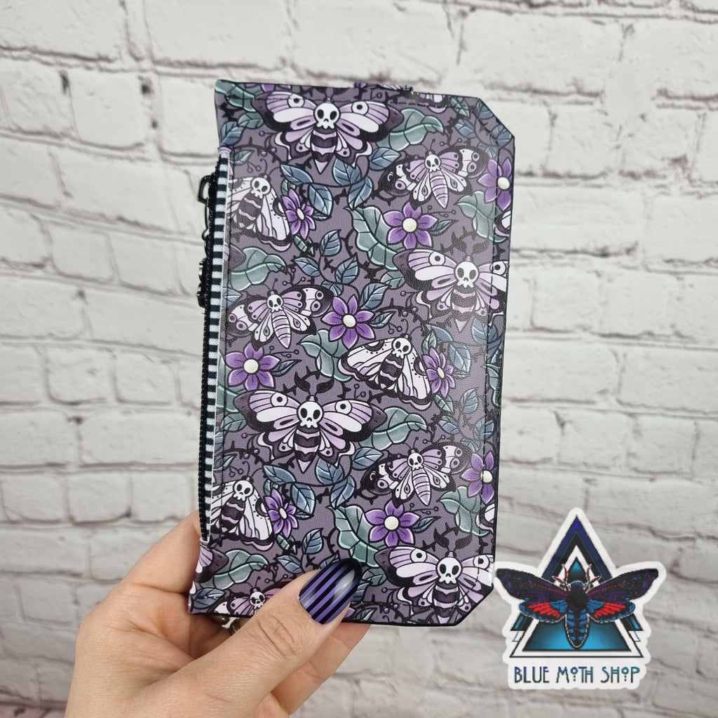 Floral Death Moth Slim Purse Wallet