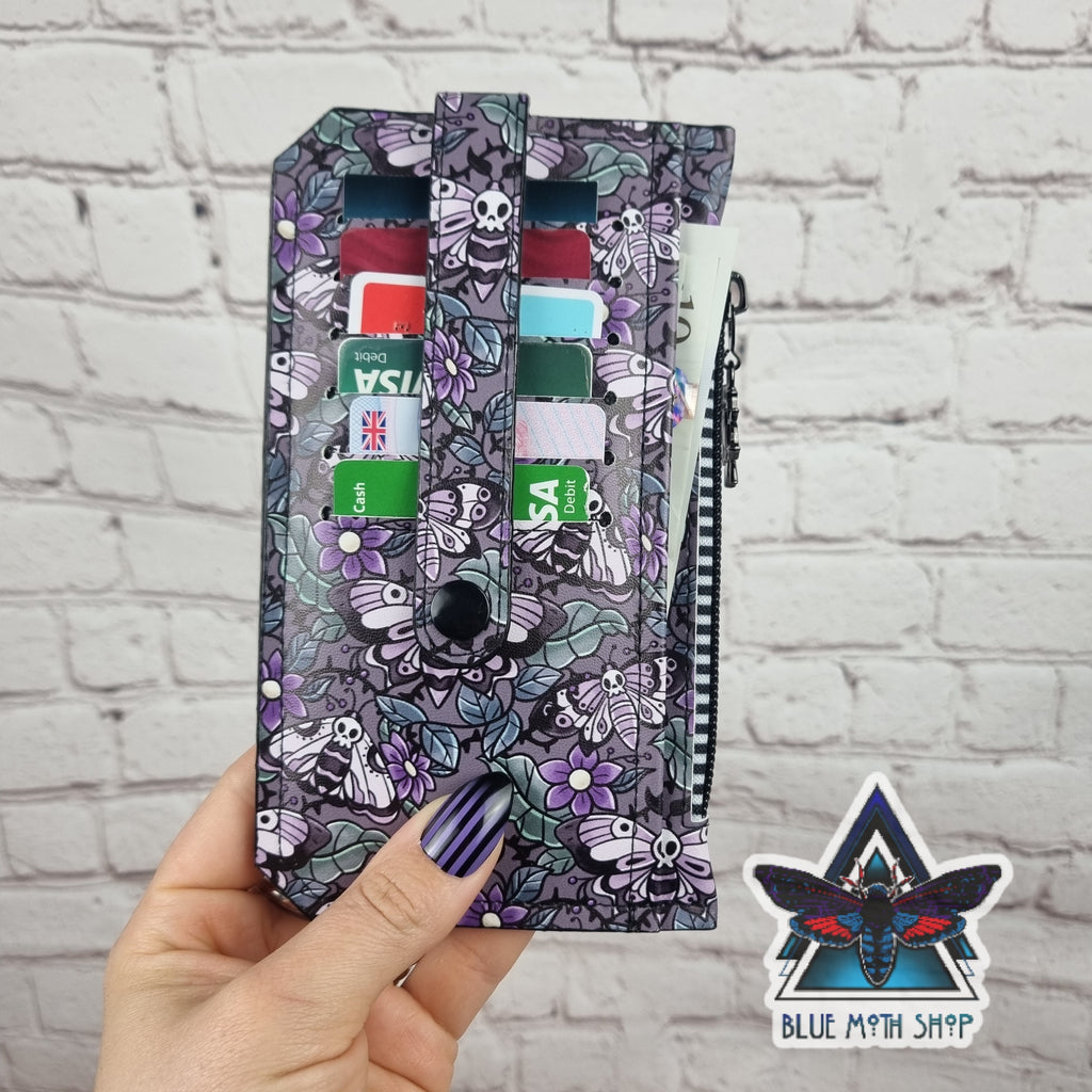 Floral Death Moth Slim Purse Wallet