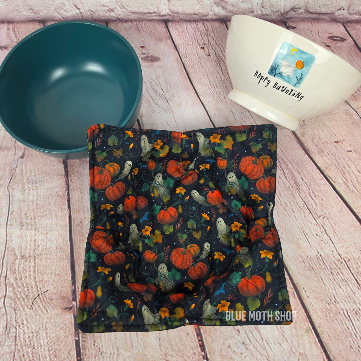 Ghost Pumpkin Patch Double Sided Bowl Cozy