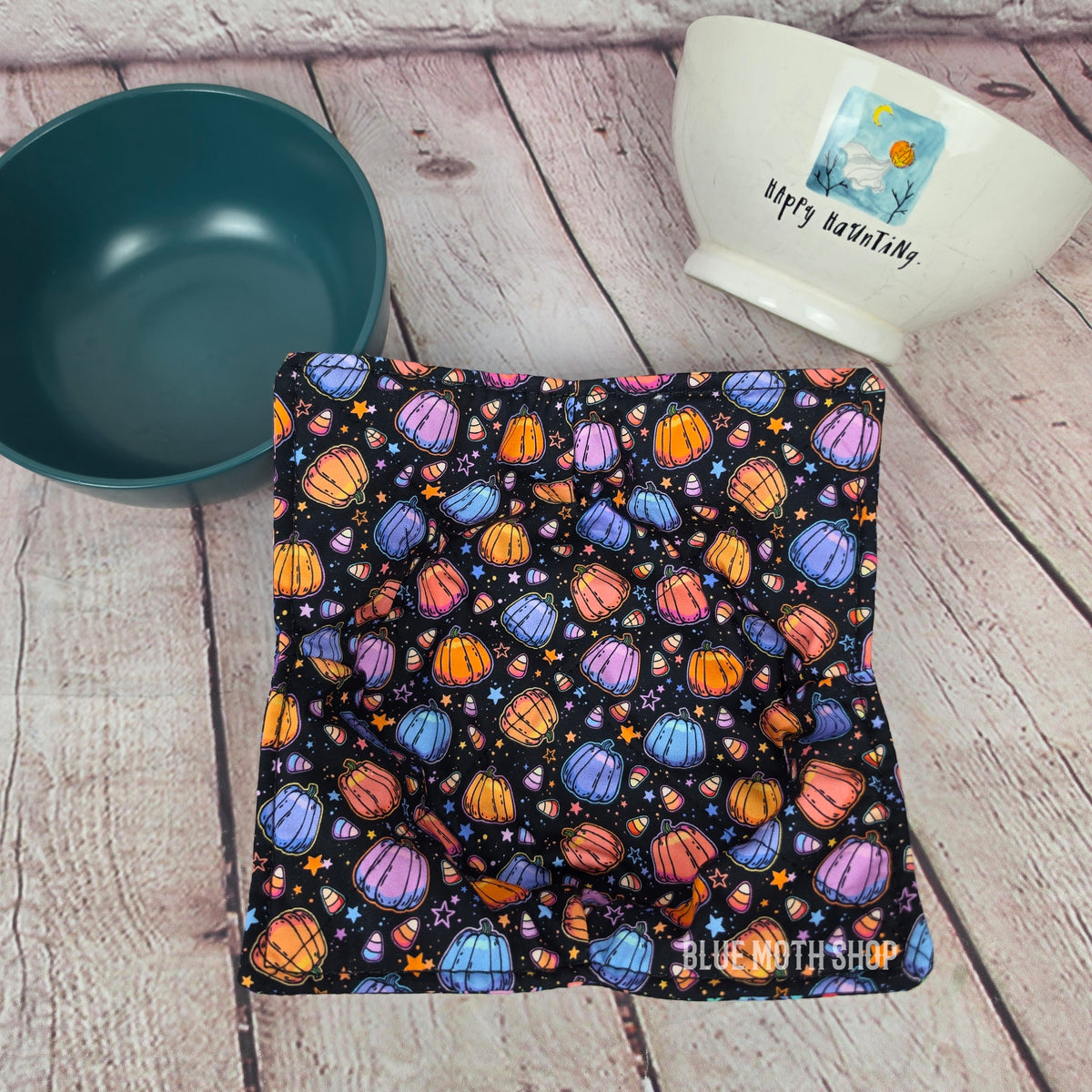Neon Cat Pumpkins Double Sided Bowl Cozy