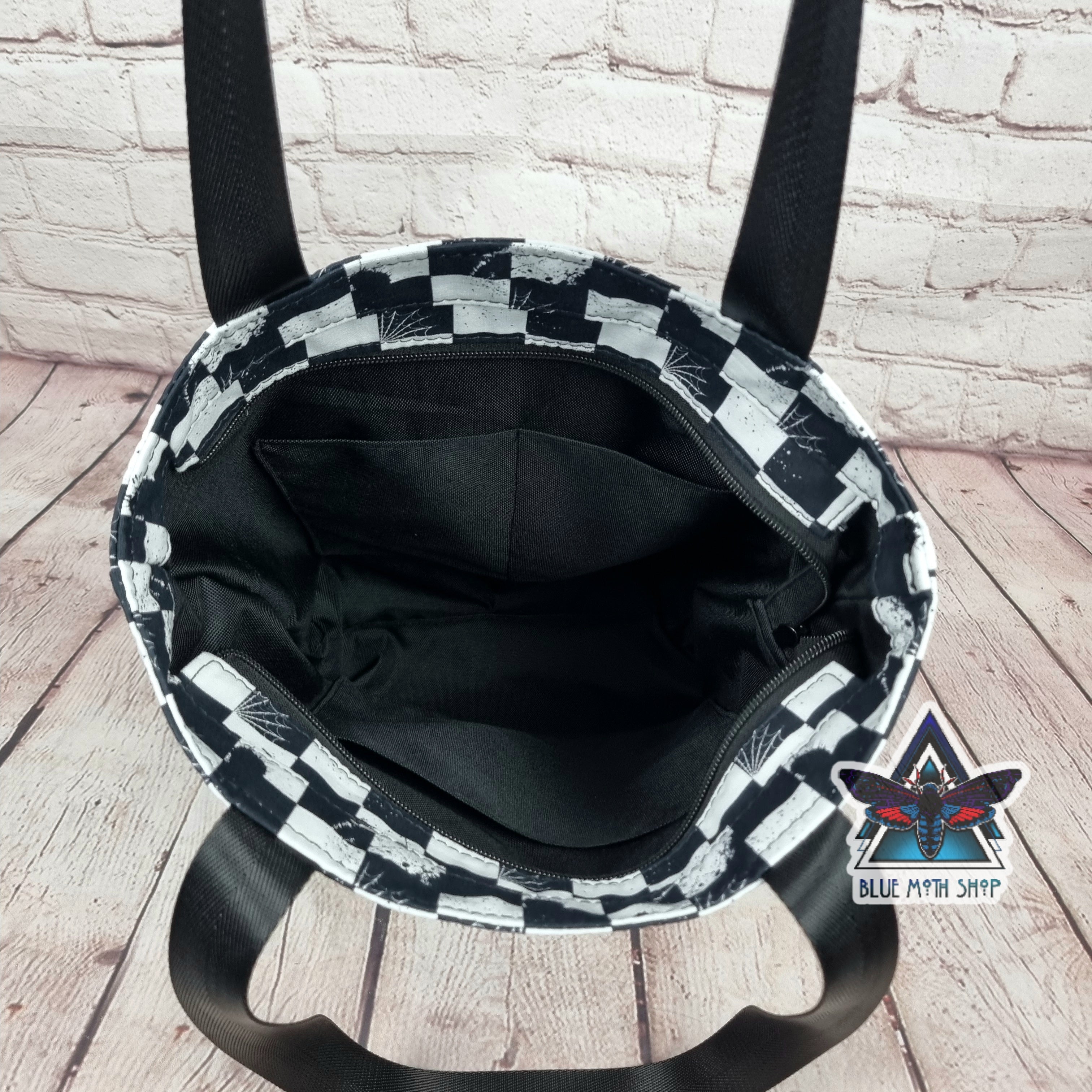 Grunge Checkerboard Tote Bag with Zip