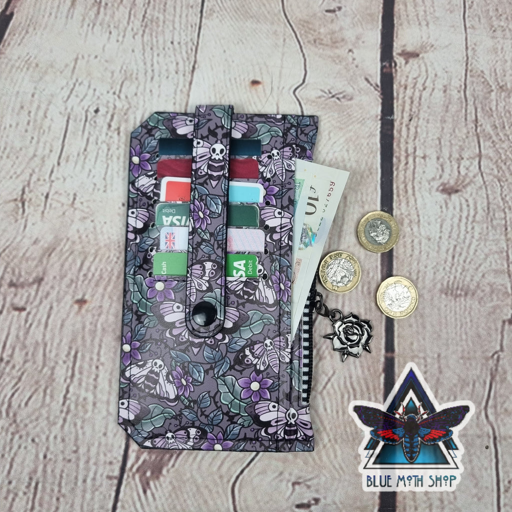 Floral Death Moth Slim Purse Wallet