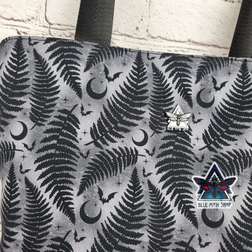 Grey Fern Tote Bag with Zip
