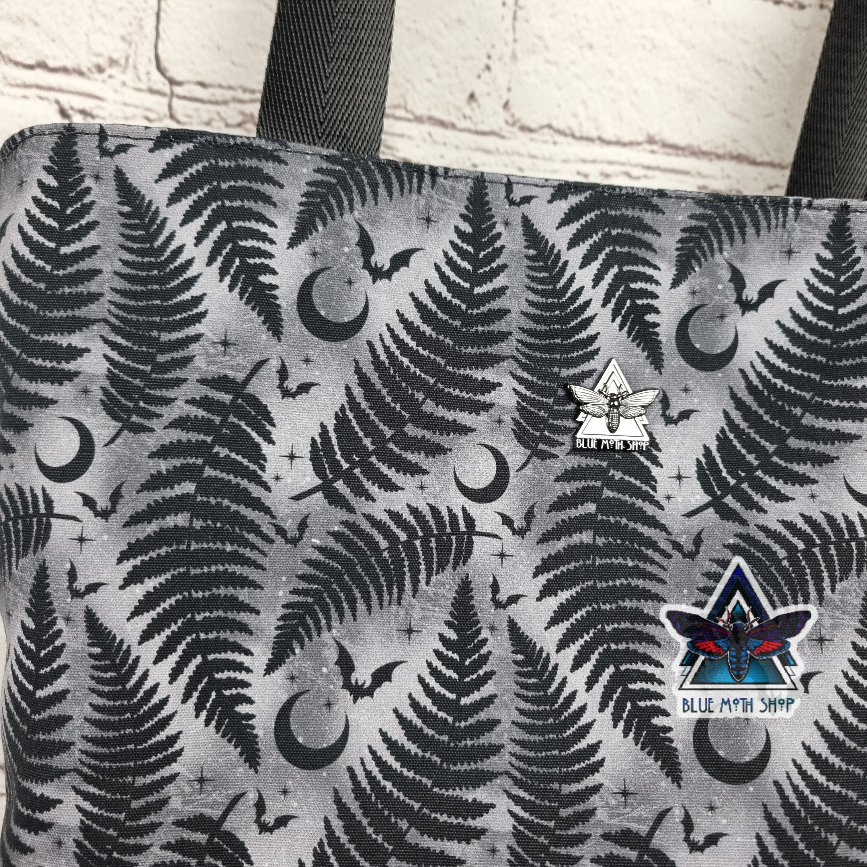 Grey Fern Tote Bag with Zip
