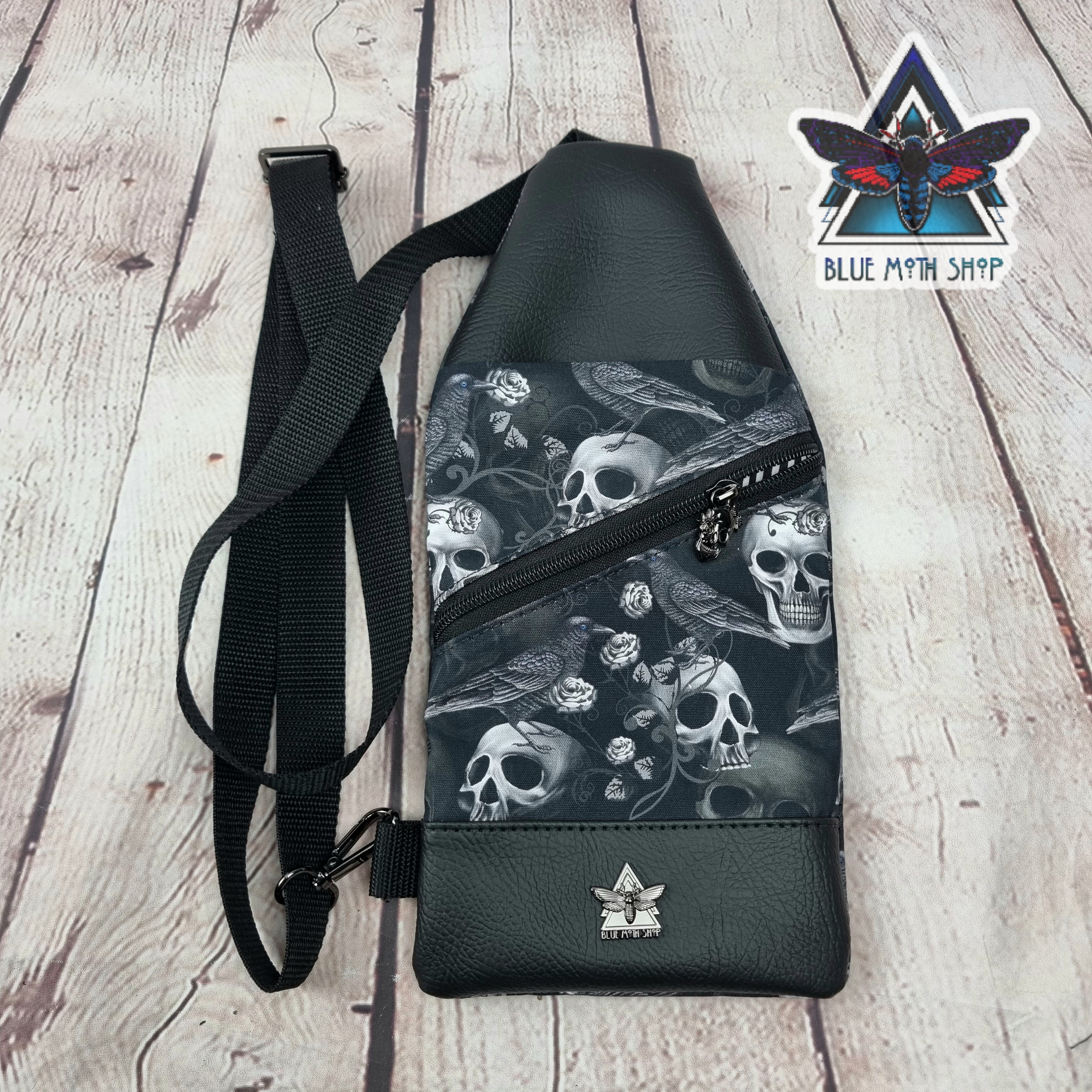 Skulls and Ravens Mini Travel Sling Bag