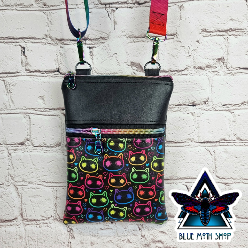 Rainbow cat face phone bag