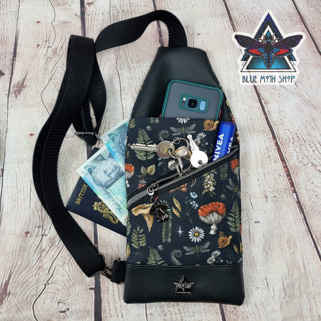 Autumn Mushrooms Mini Travel Sling Bag