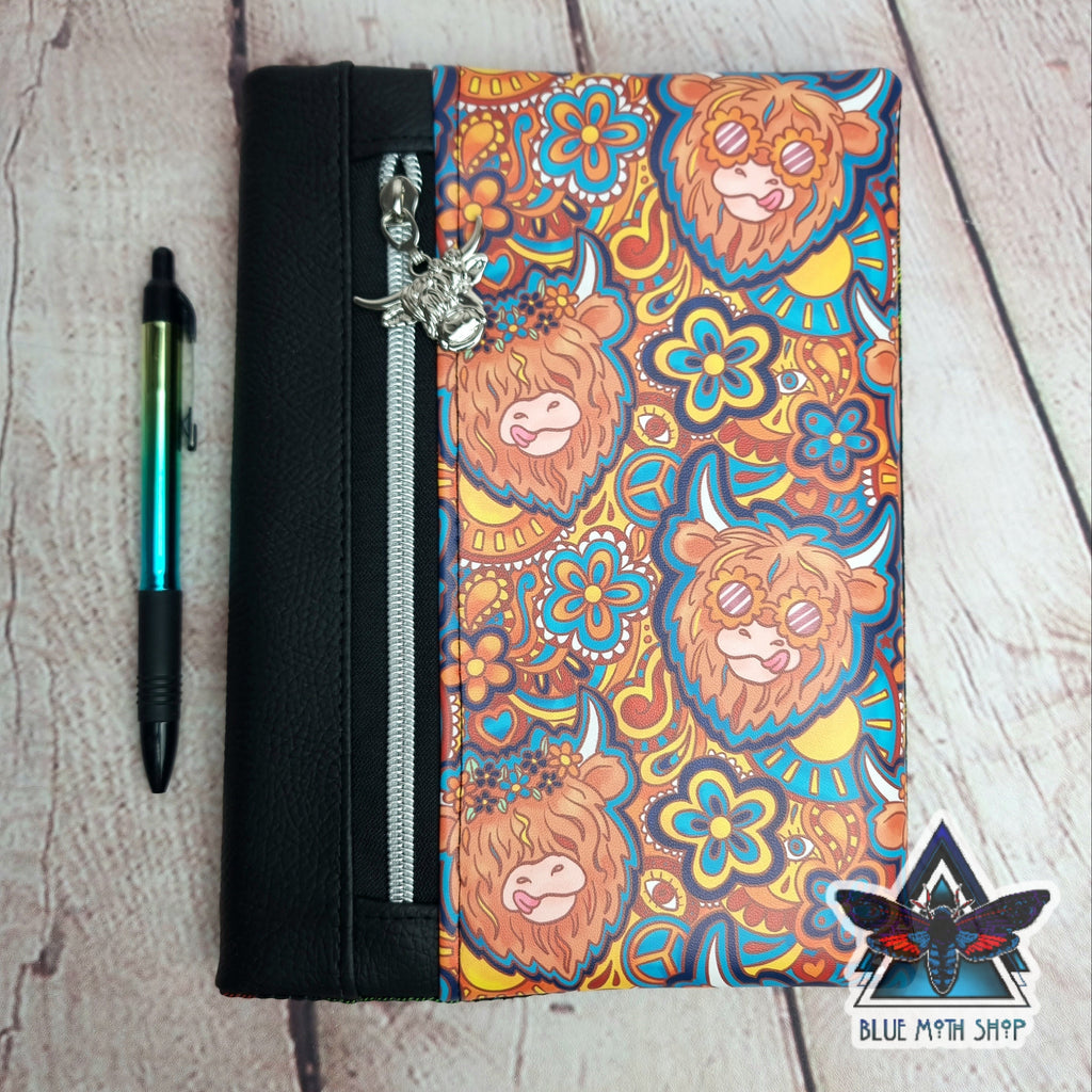 Groovy Highland Cow Notebook with removable cover A5