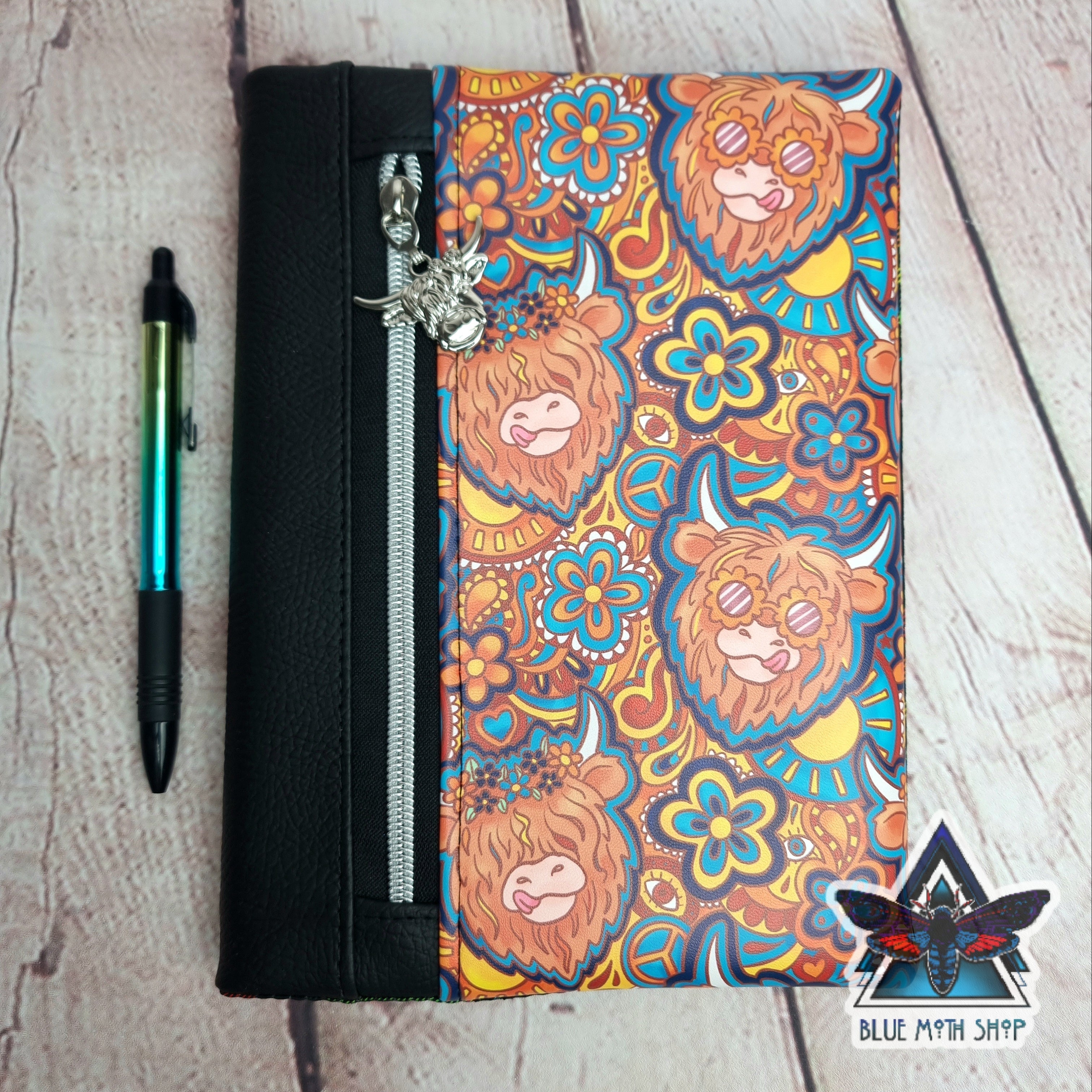 Groovy Highland Cow Notebook with removable cover A5