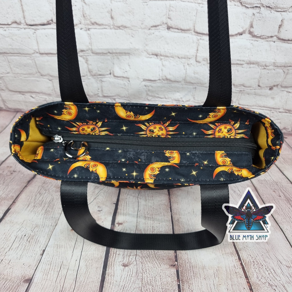 Celestial Sun Moon Tote Bag with Zip