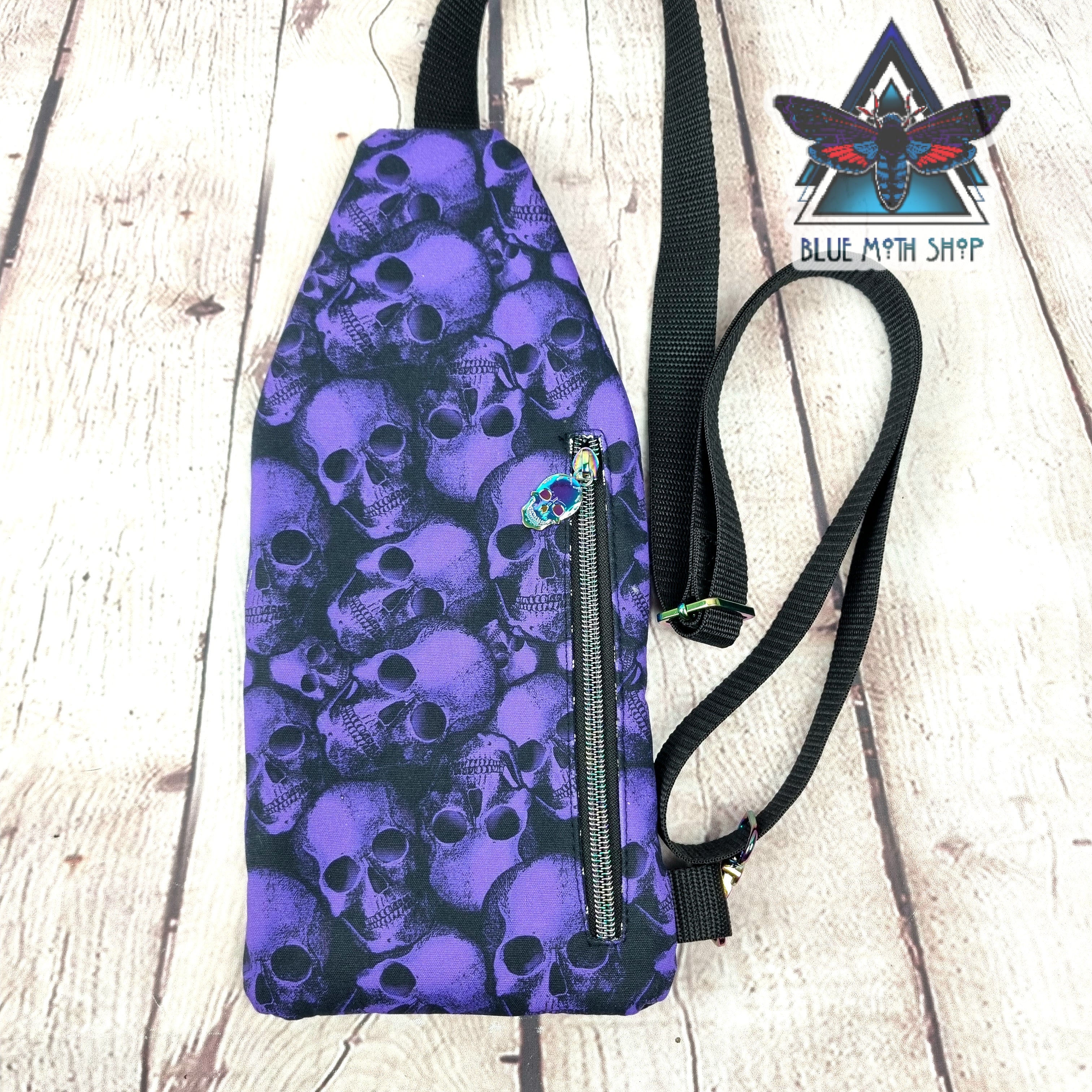 Purple Skulls Mini Travel Sling Bag
