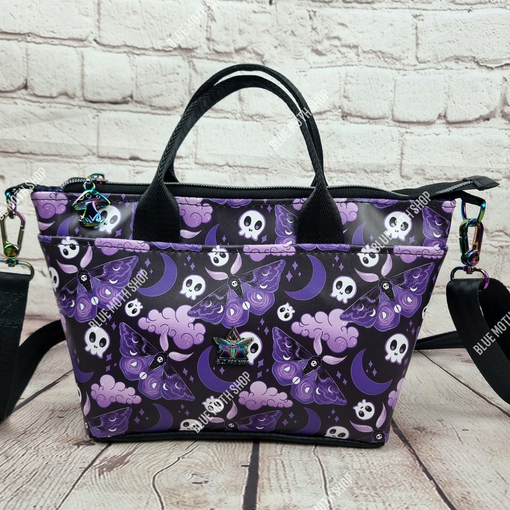 Purple Goth Moth Totini tote/ shoulder/ crossbody bag