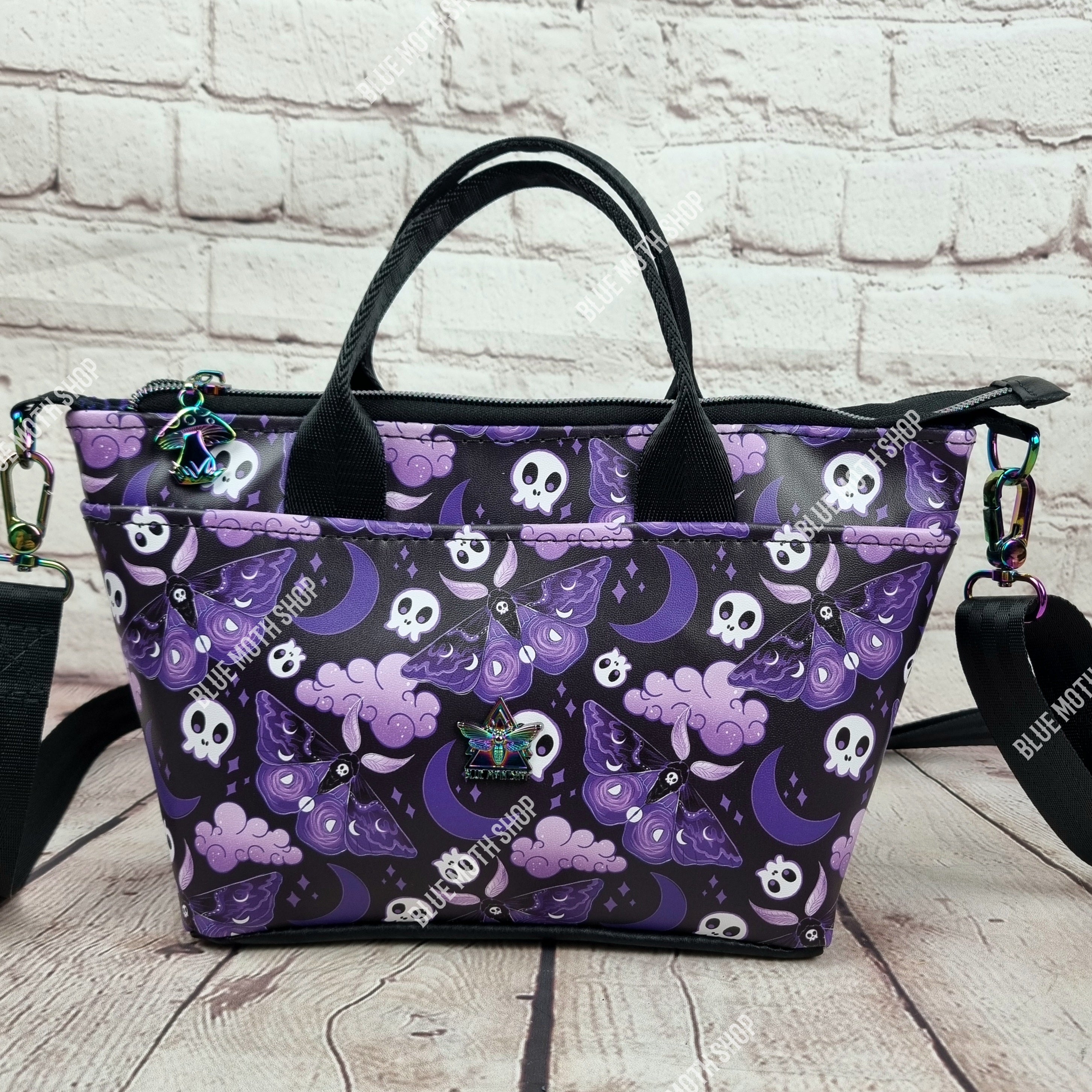 Purple Goth Moth Totini tote/ shoulder/ crossbody bag