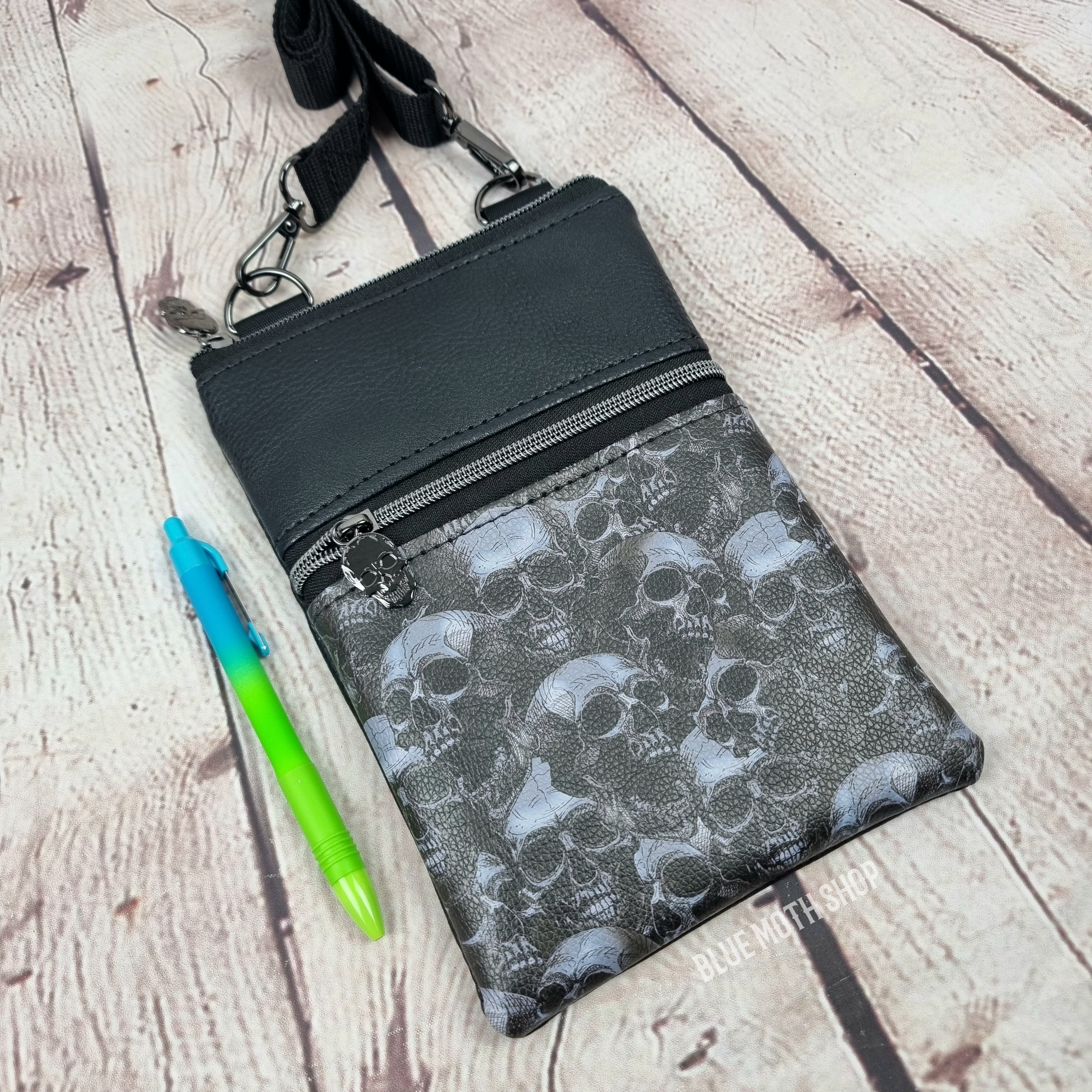 Real Skulls Faux Leather Crossbody Phone Bag