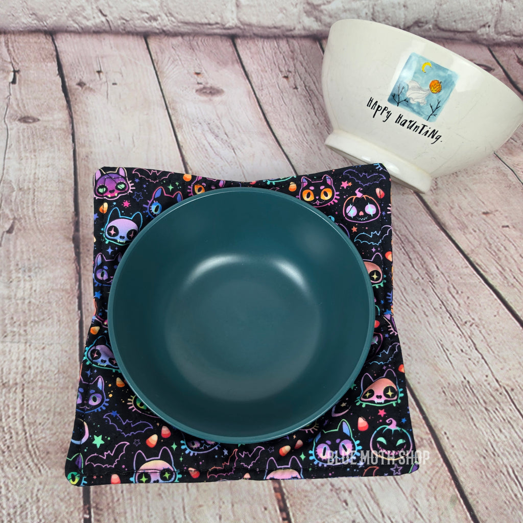 Neon Cat Pumpkins Double Sided Bowl Cozy