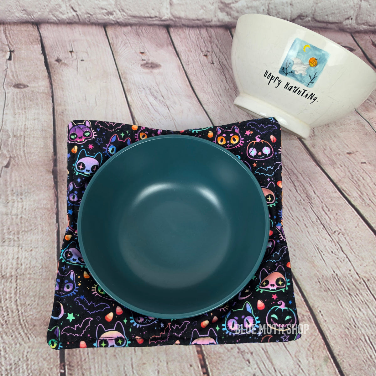 Neon Cat Pumpkins Double Sided Bowl Cozy