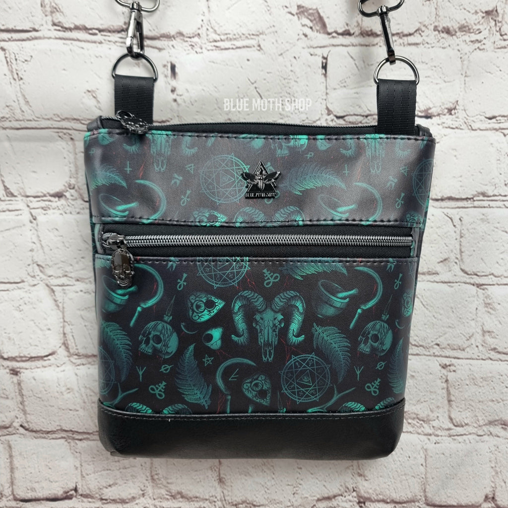 Green Occult Skull medium crossbody bag
