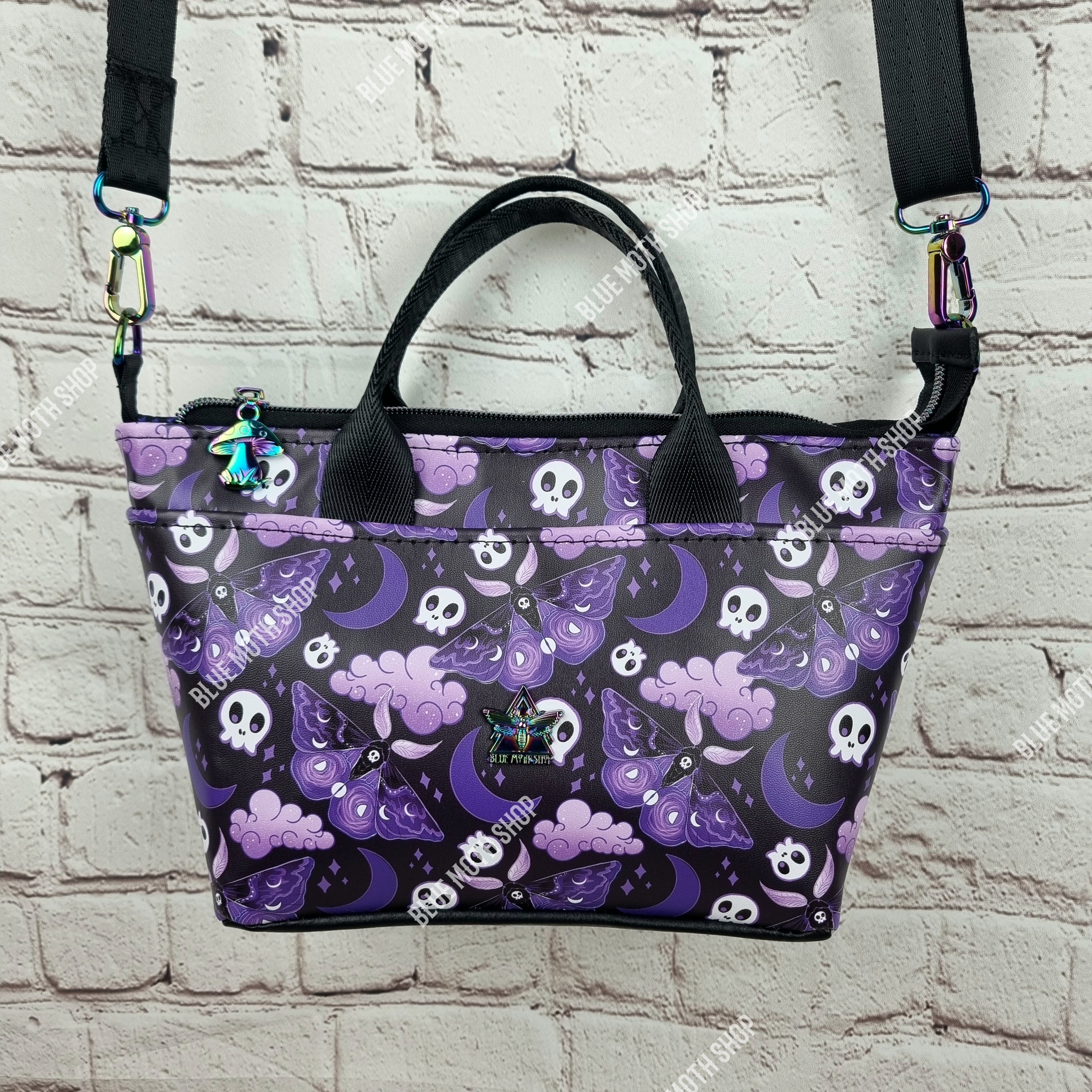 Purple Goth Moth Totini tote/ shoulder/ crossbody bag