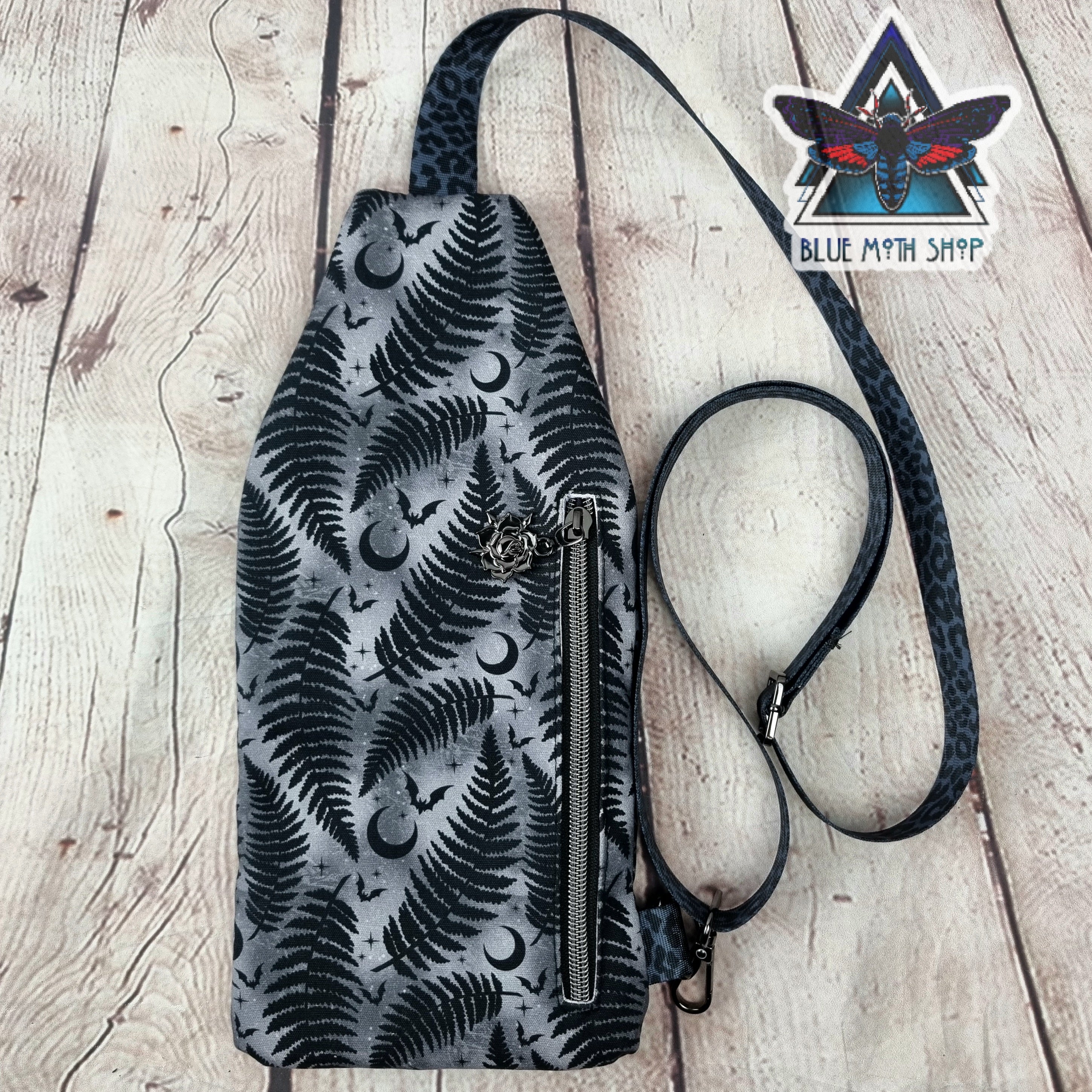 Grey Fern Mini Travel Sling Bag