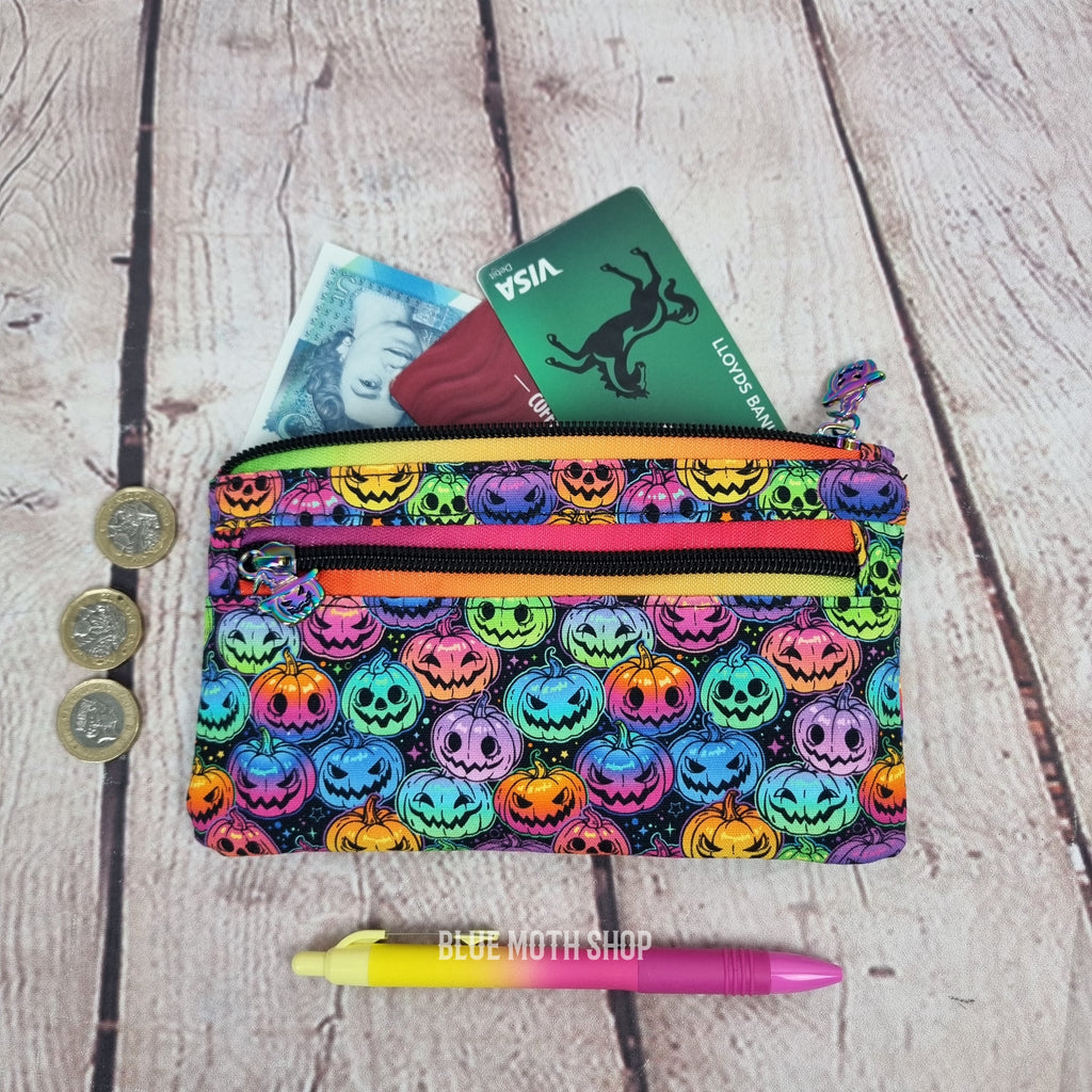 Rainbow Pumpkins Eco 100% Cotton Canvas Slim Purse Wallet