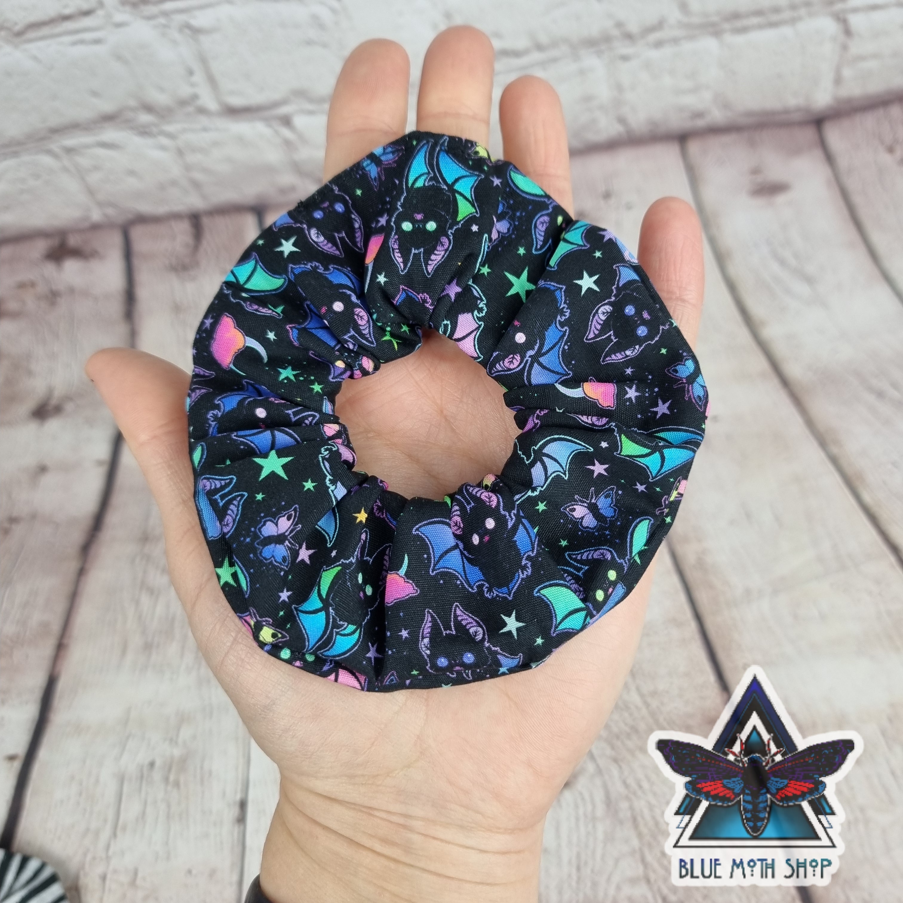 Galactic Bats 100% cotton scrunchie
