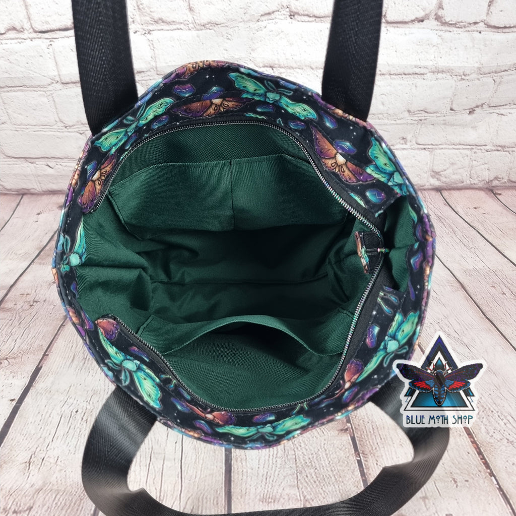 Lunar Moth Tote Bag with Zip