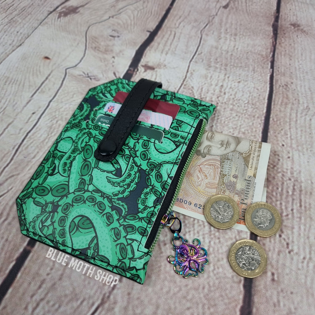 Green Octopus Tentacles Slim Pocket Purse Wallet