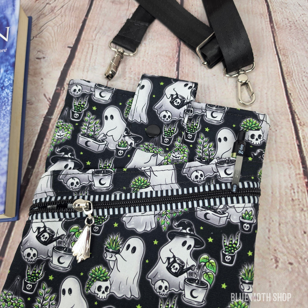 Gardening Ghost Book Sleeve or Book Crossbody bag