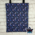 Purple Floral Moon 100% Cotton Canvas Tote Bag