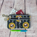 Sunflower Skull Cotton Canvas Slim Purse Wallet