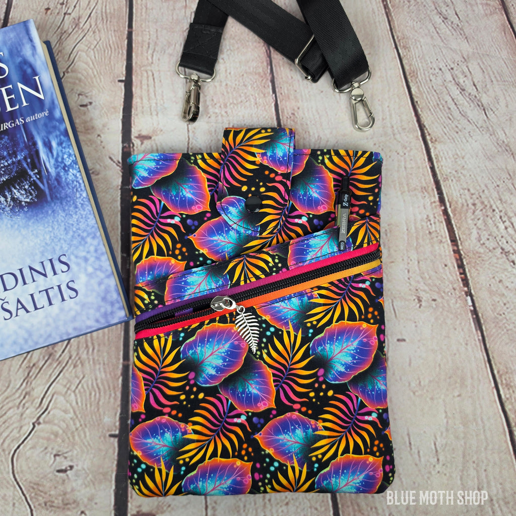Neon Florals Book Sleeve or Book Crossbody bag