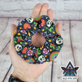 Rainbow Skulls 100% cotton scrunchie