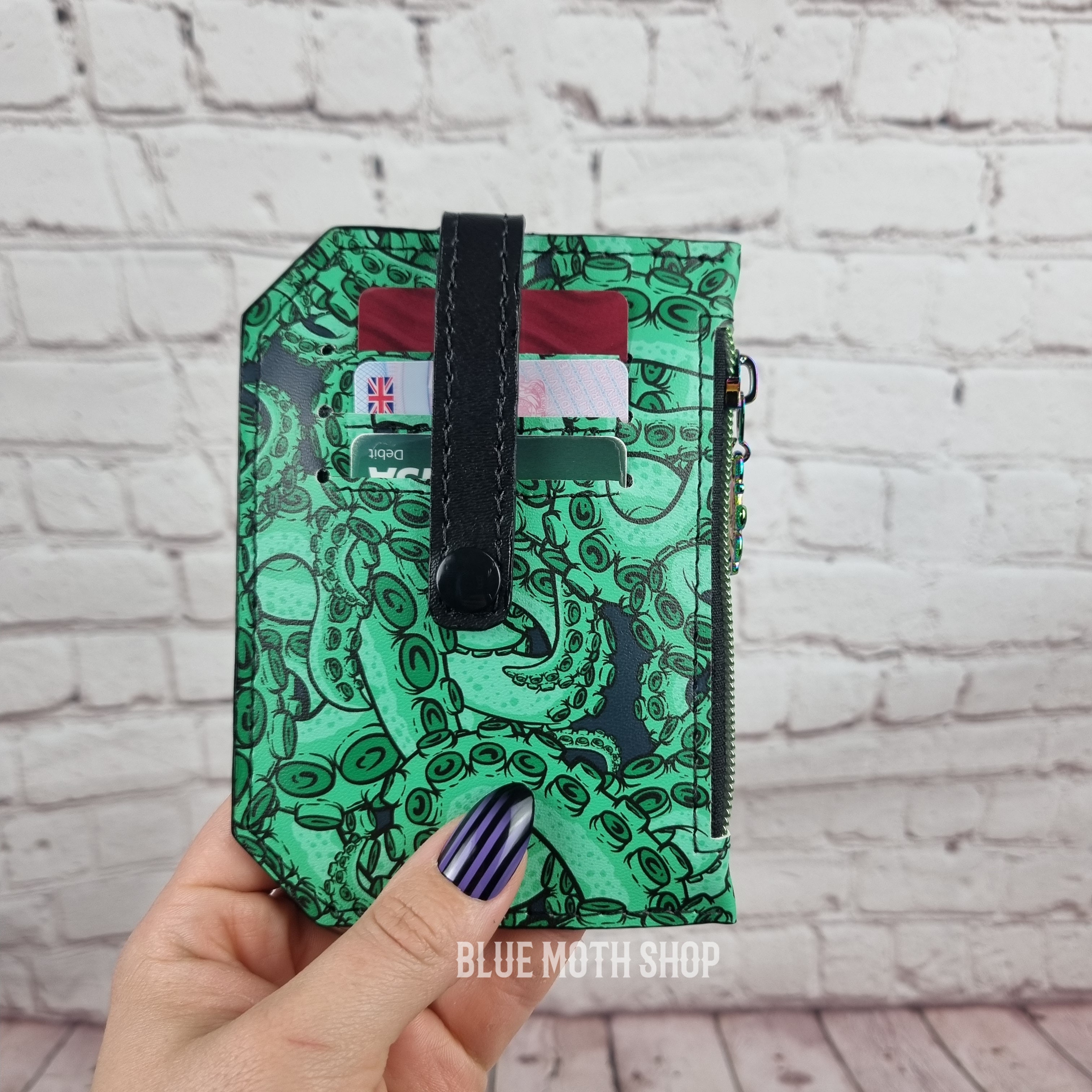 Green Octopus Tentacles Slim Pocket Purse Wallet