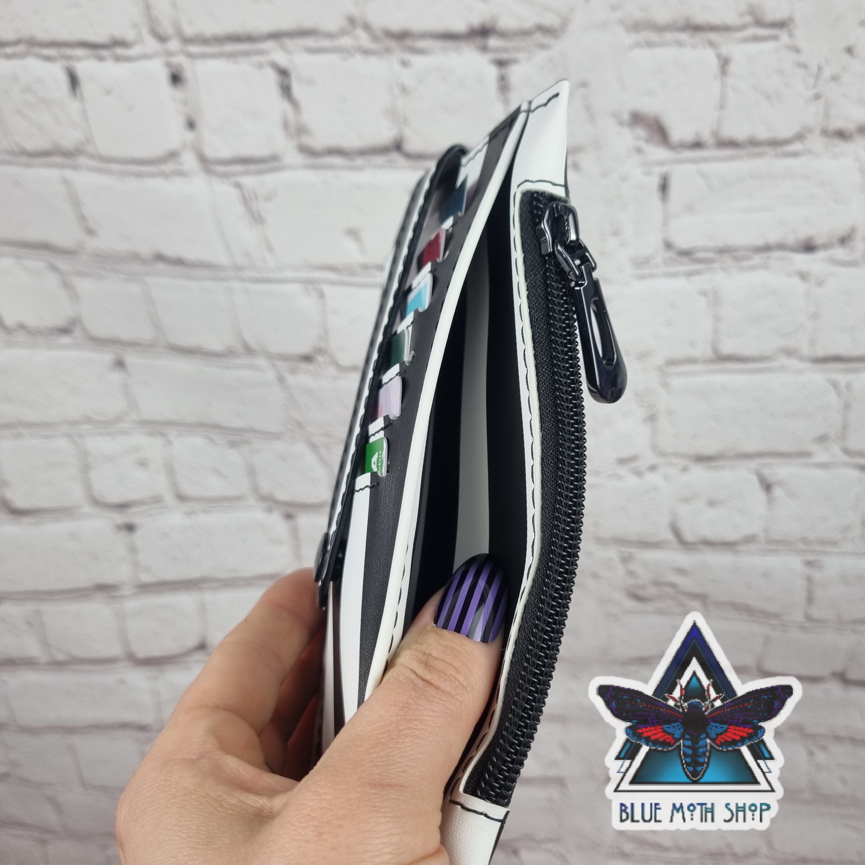 Black white stripes Slim Purse Wallet