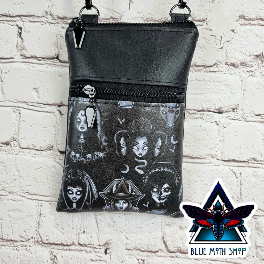 Goth Girls small Phone Crossbody bag handmade 