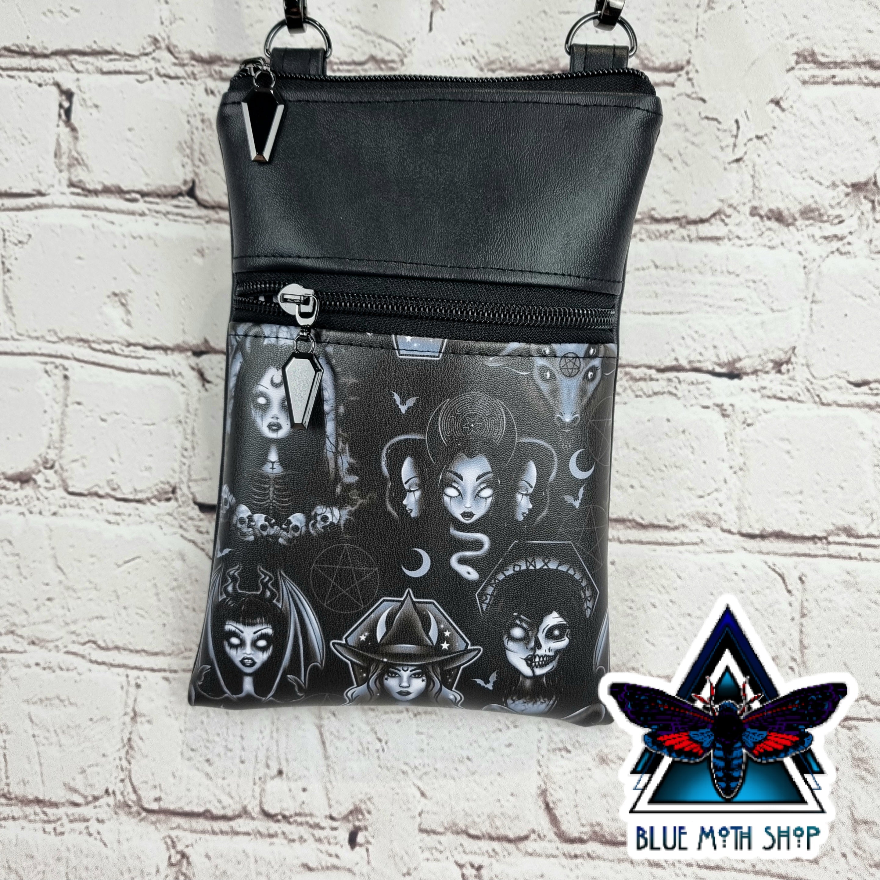 Goth Girls small Phone Crossbody bag handmade 