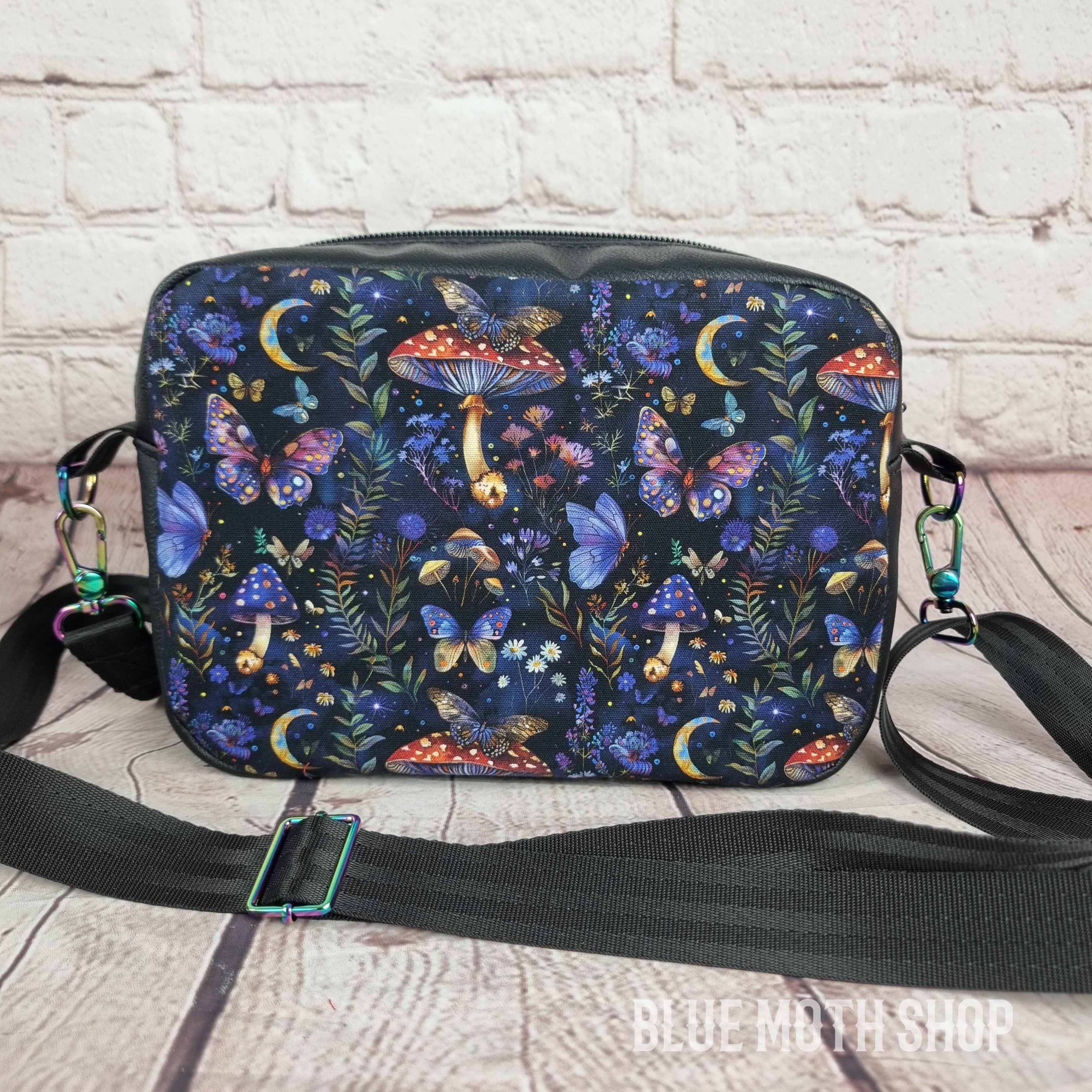 Blue Magic Mushroom crossbody bag
