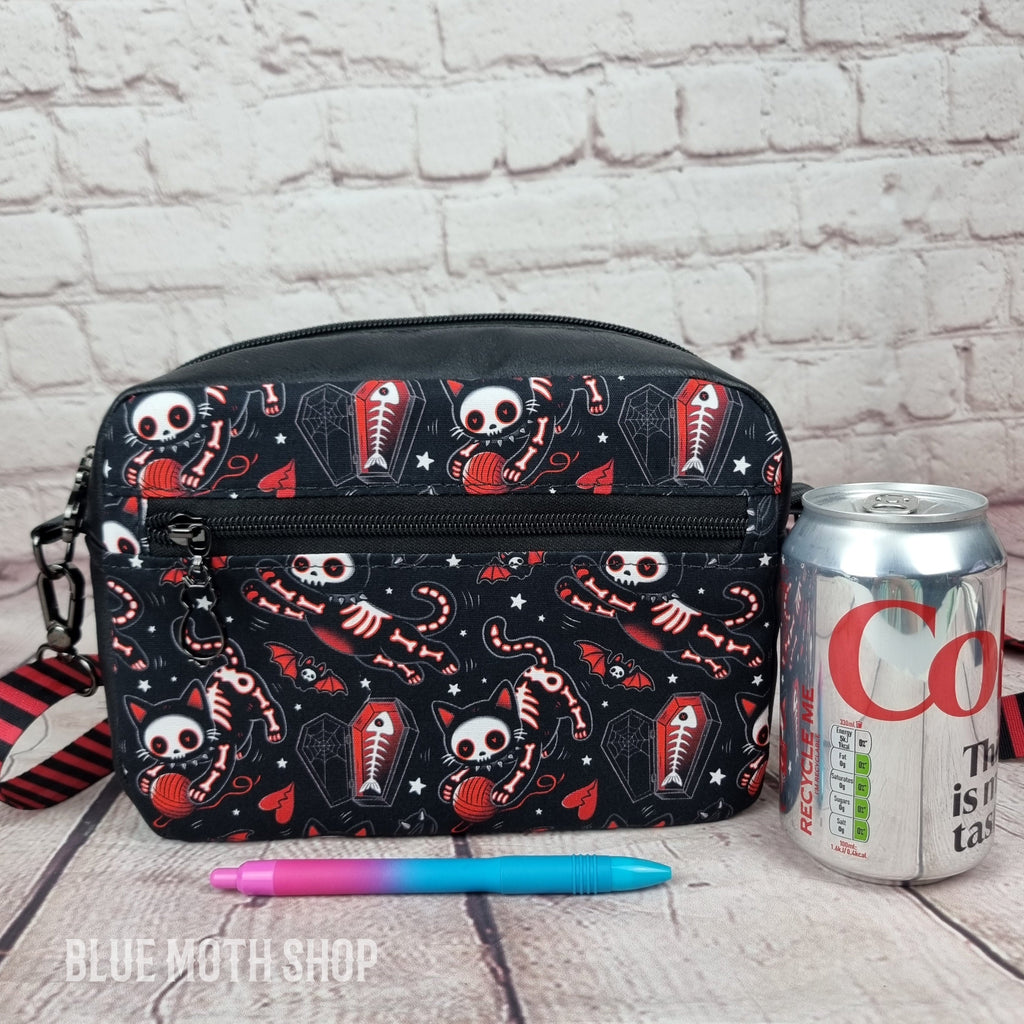 Emo Red Cat Skeleton crossbody bag