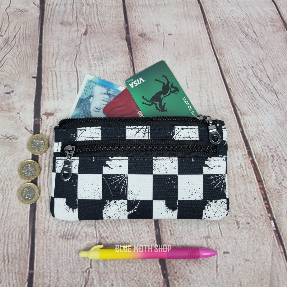 Checkerboard Eco 100% Cotton Canvas Slim Purse Wallet