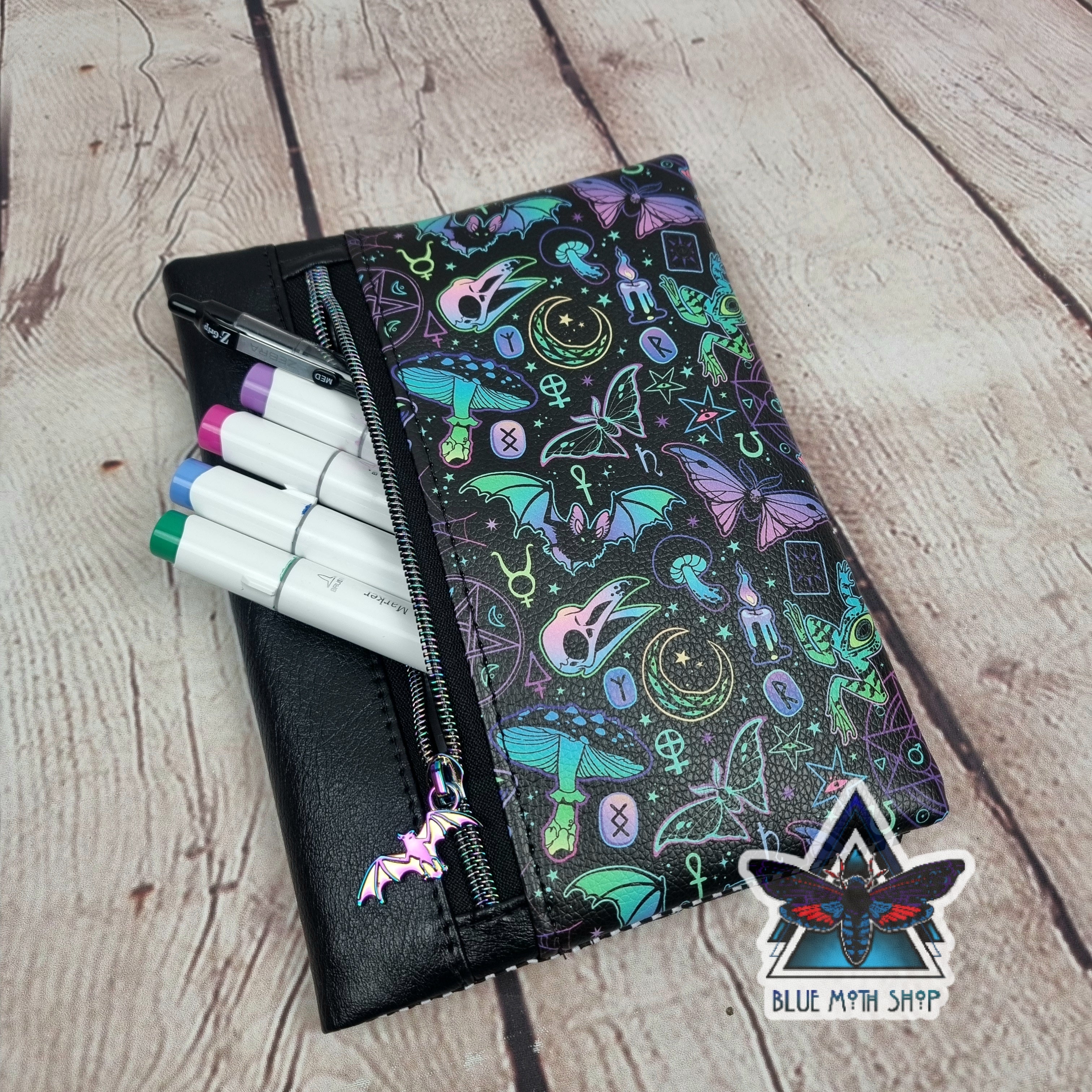 Neon Occult Skull Notebook with removable cover A5