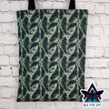 Green fern cotton canvas tote bag