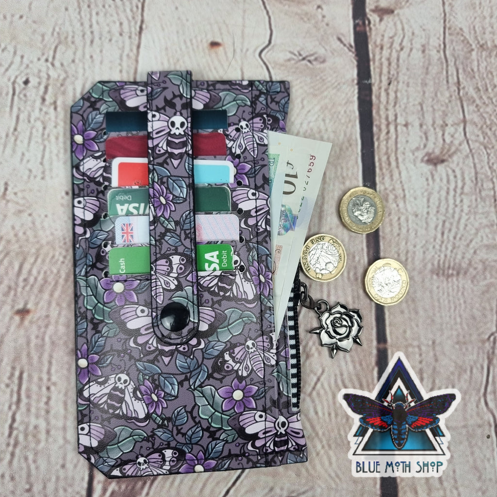 Floral Death Moth Slim Purse Wallet