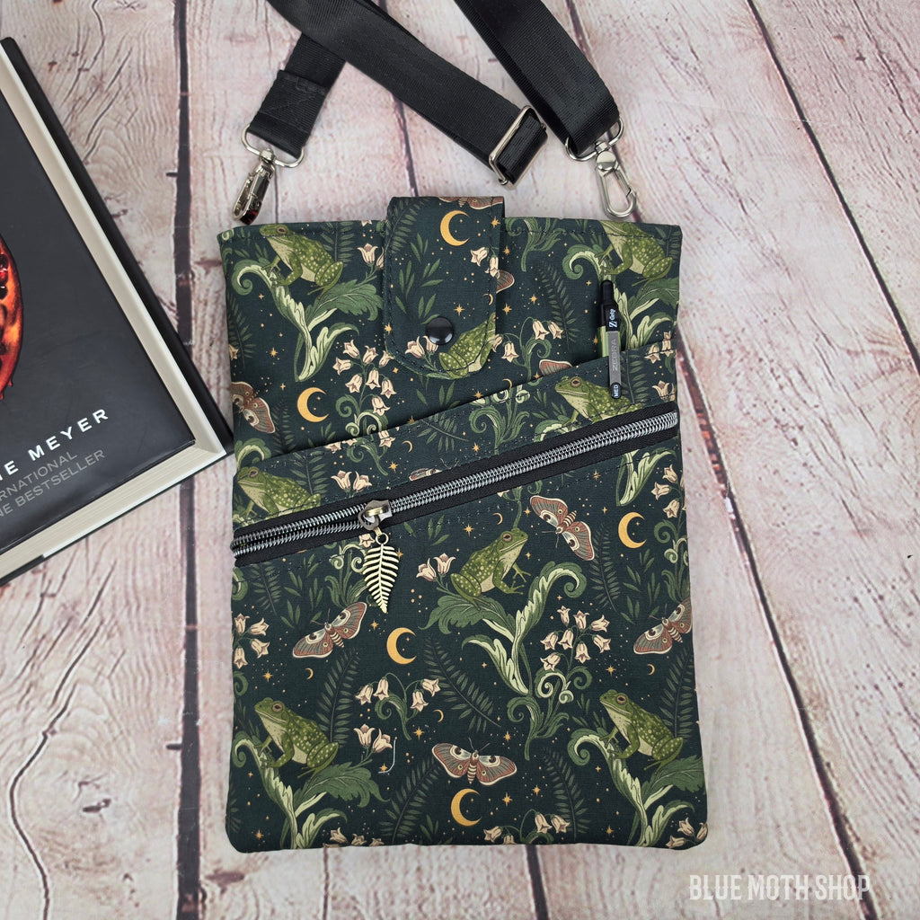 Retro Frogs Nature Book Sleeve or Book Crossbody bag